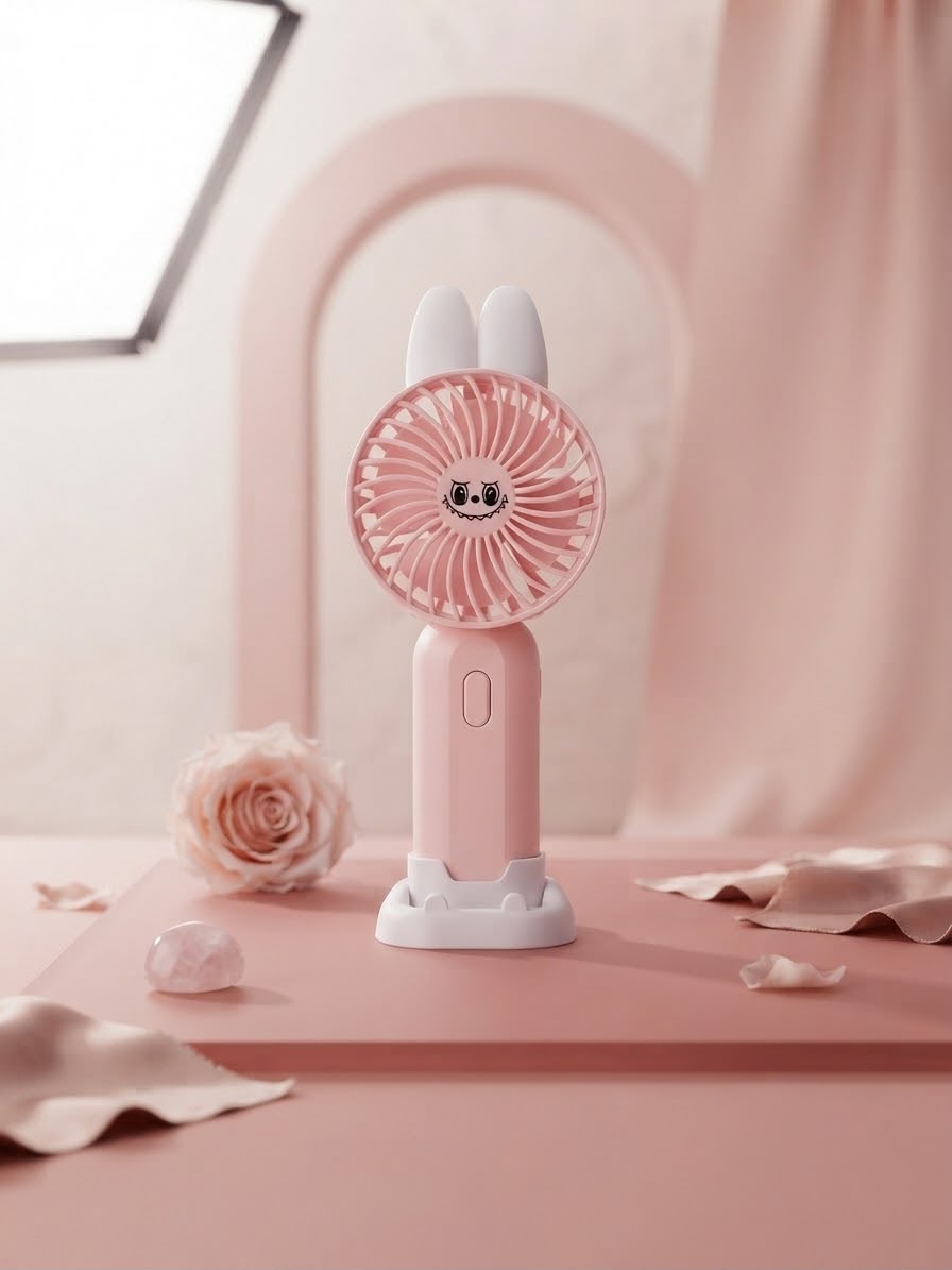 SMASHED handheld fan in pink